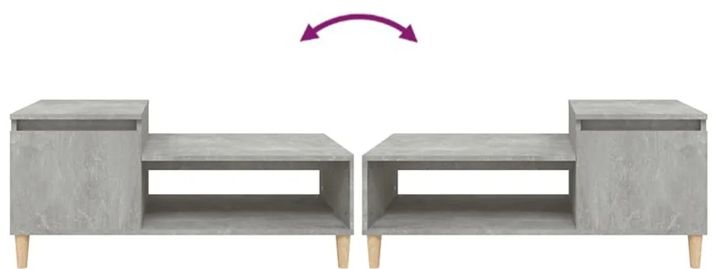 Mesa de centro 100x50x45 cm derivados madeira cinzento cimento
