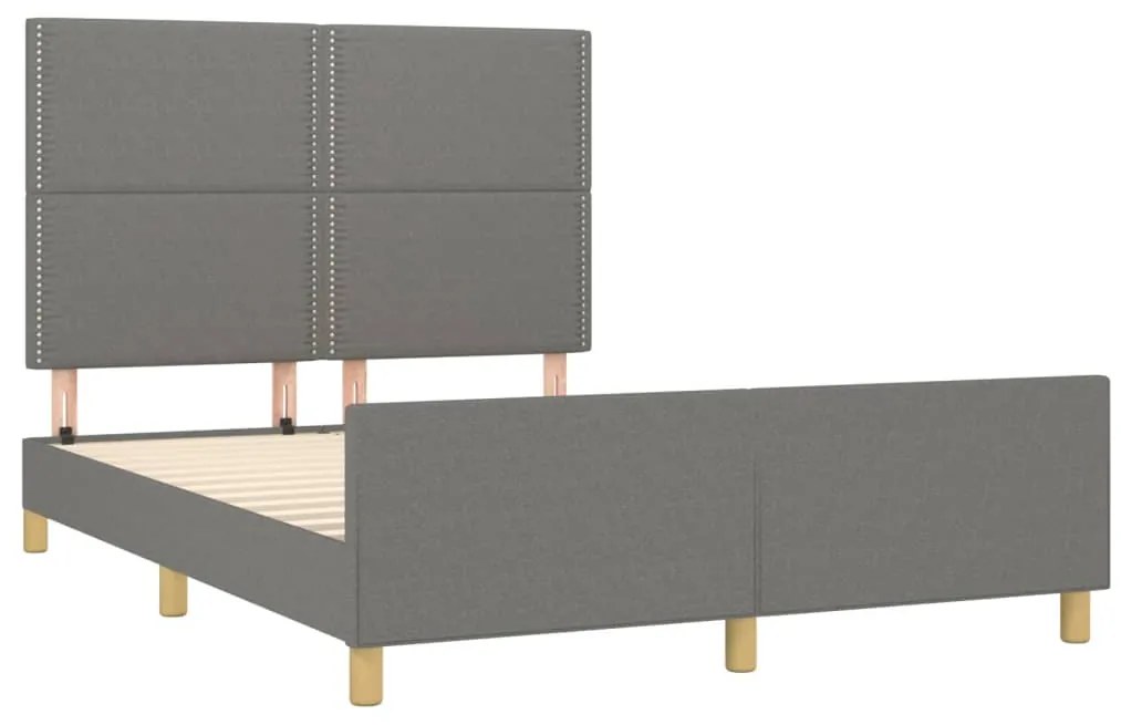 Estrutura de cama sem colchão 140x200 cm tecido cinzento-escuro