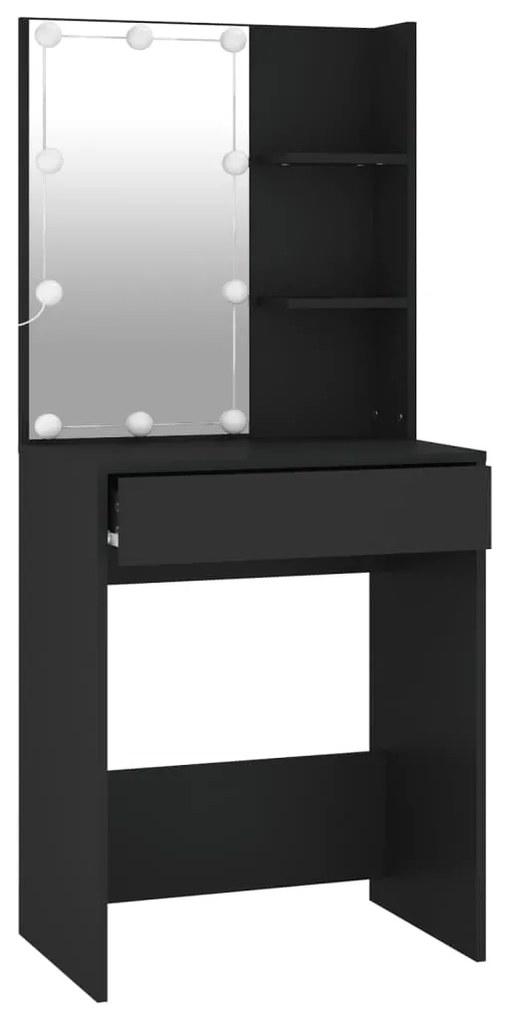 Toucador com luzes LED 60x40x140 cm preto