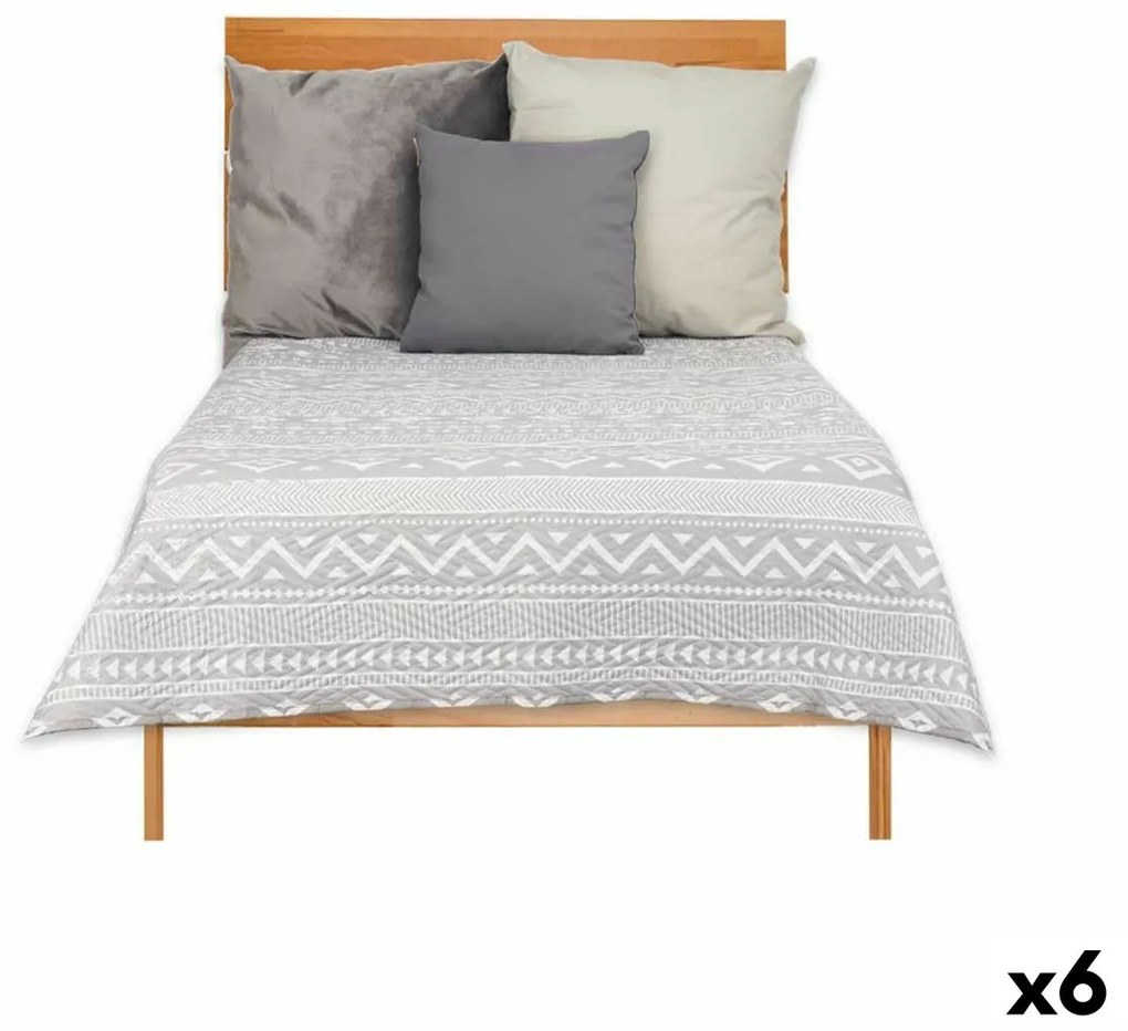 Colcha Reversível 180 x 260 cm Étnico Branco Cinzento (6 Unidades)