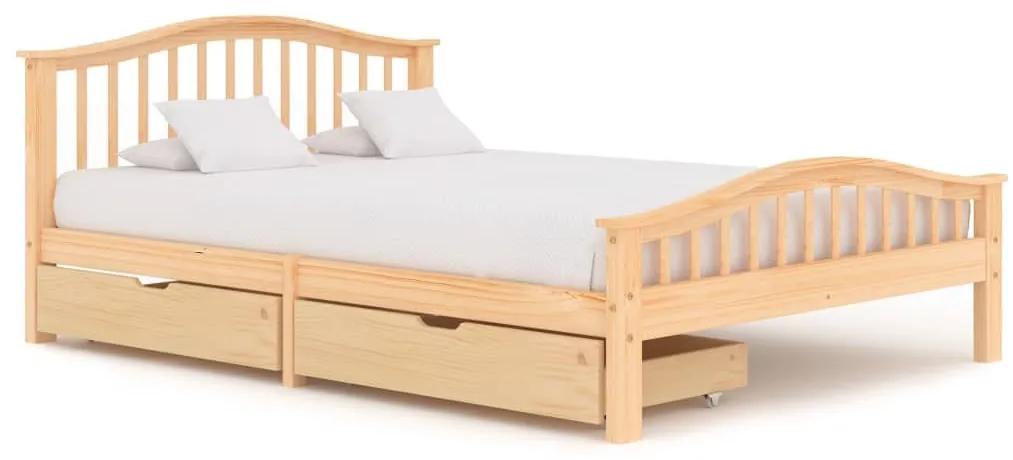Estrutura de cama com 2 gavetas 140x200 cm pinho maciço