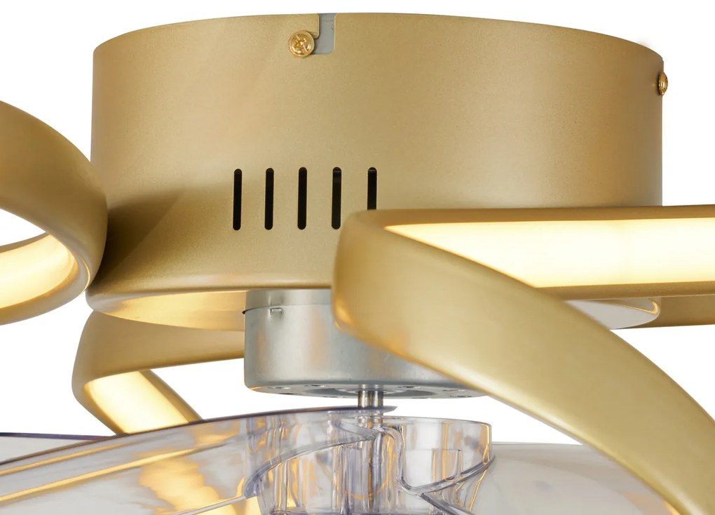 Ventilador de teto latão 55cm incl. LED regulável com controle remoto - Mandy Design