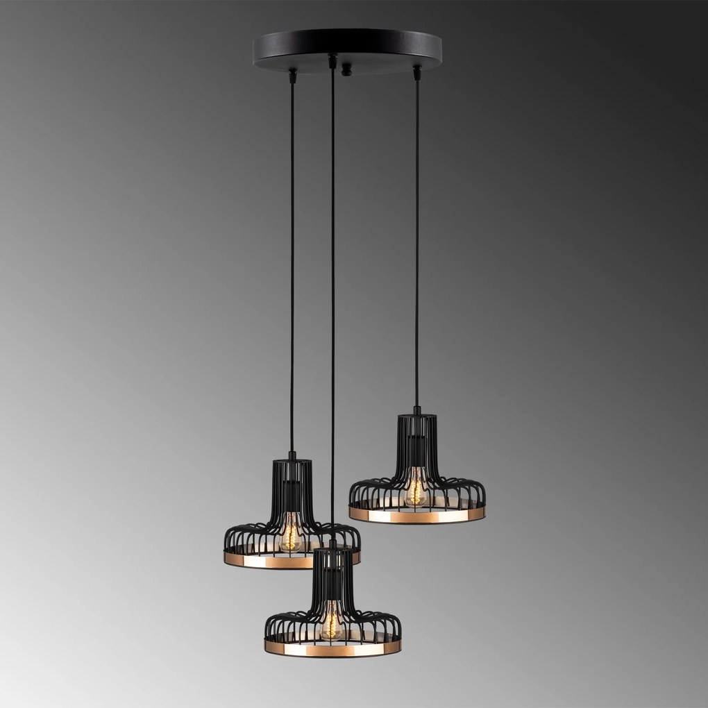 Chandelier Fellini – Preto/Cobre – Diâmetro 40 cm