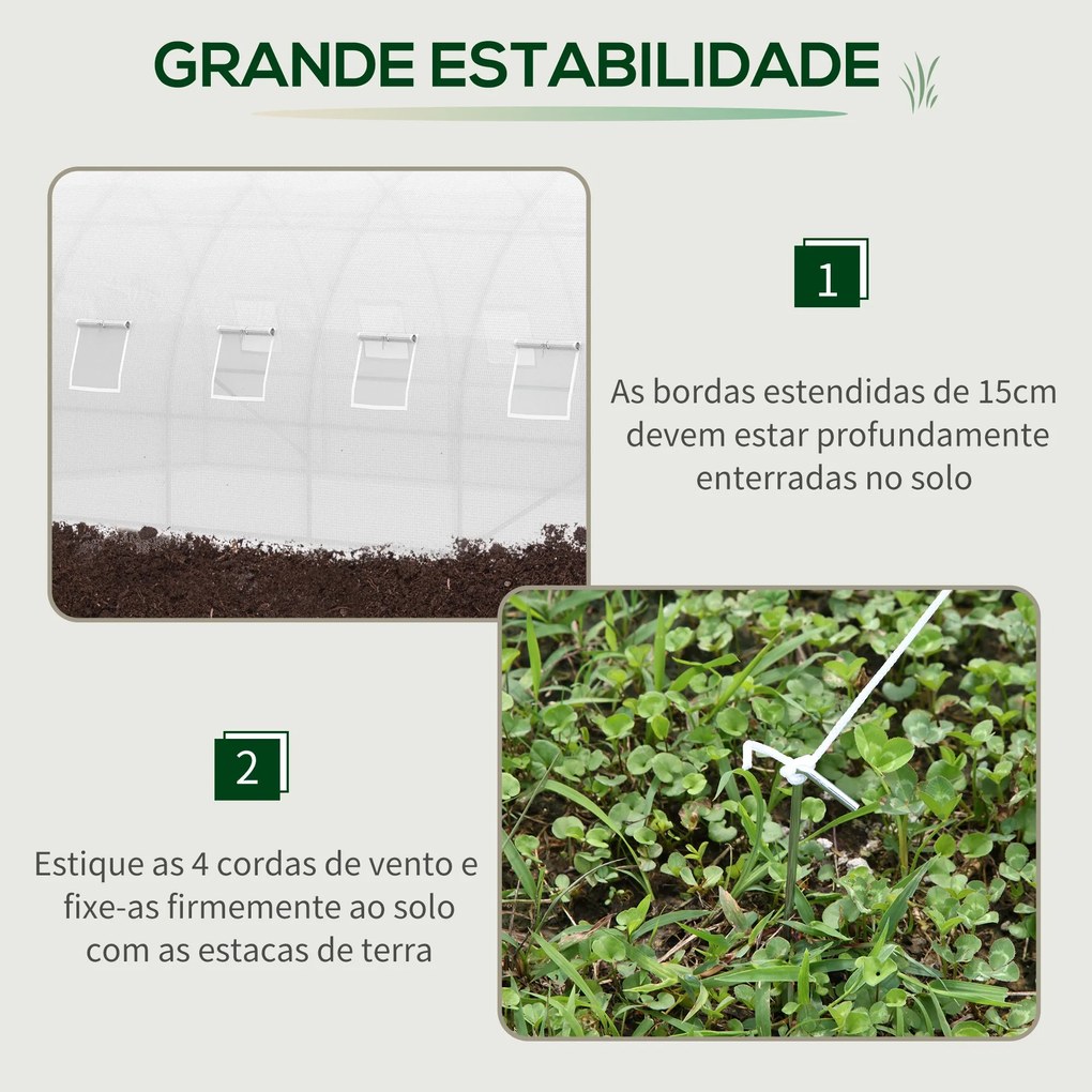 Estufa de Túnel 600x300x200cm com Porta Enrolável 12 Janelas Cobertura