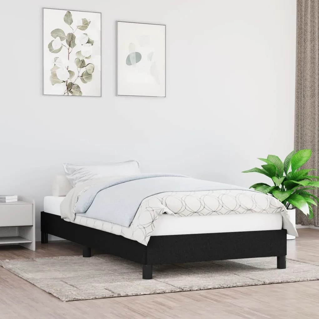 Estrutura de cama sem colchão 90x190 cm tecido preto