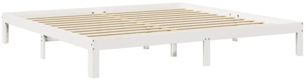 Cama com estante sem colchão 180x200 cm pinho maciço branco