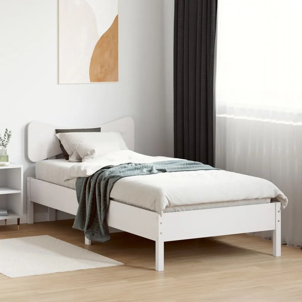 Cama sem colchão 90x200 cm madeira de pinho maciça branco