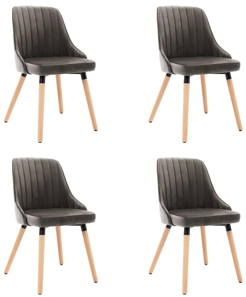 vidaXL Cadeiras de jantar 4 pcs veludo cinzento-escuro