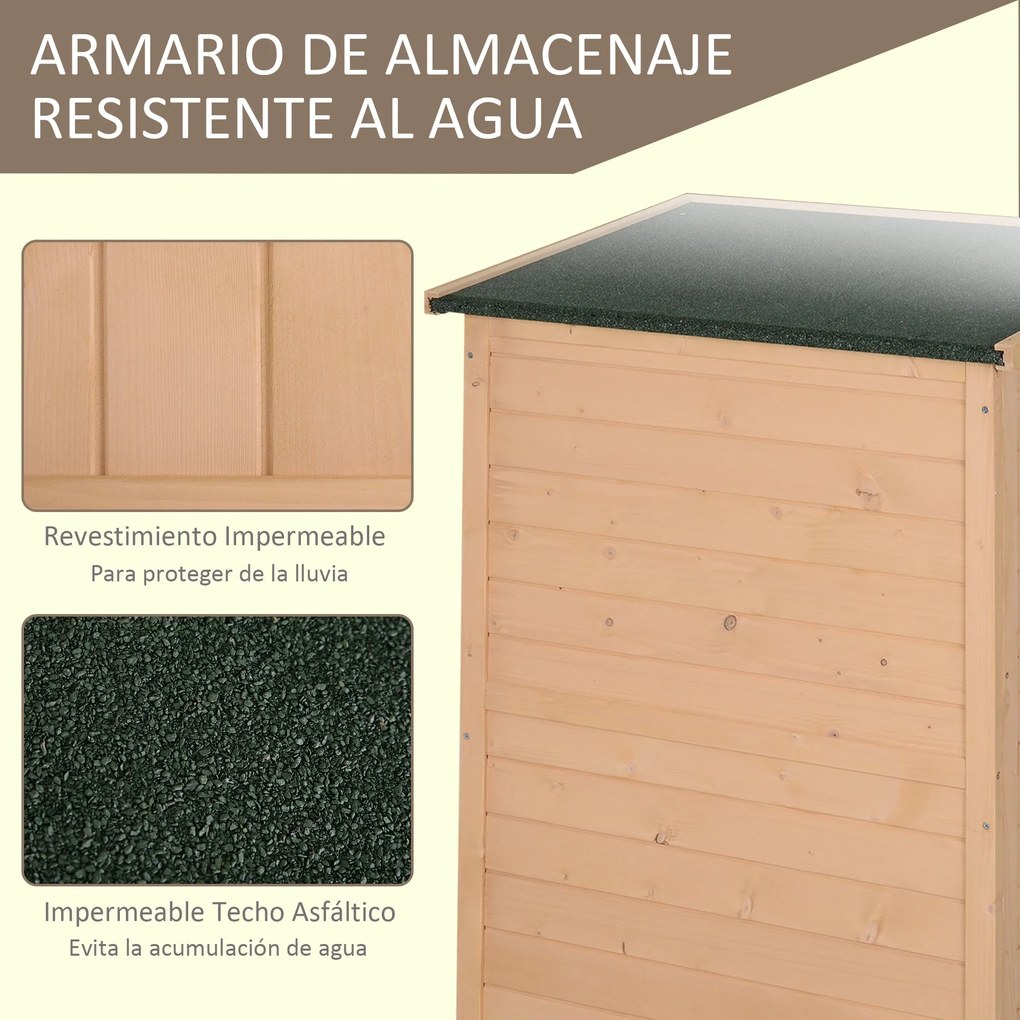 Armário de Jardim de Madeira 75x56x115cm Armário de Jardim para Ferram