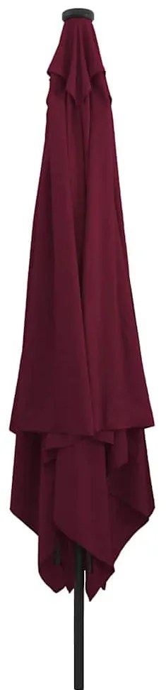 Guarda-sol com Luzes LED 295x245 cm Vermelho Bordeaux