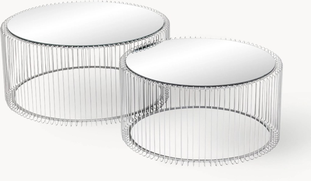 Mesas de centro com tampo de vidro Wire, conjunto de 2