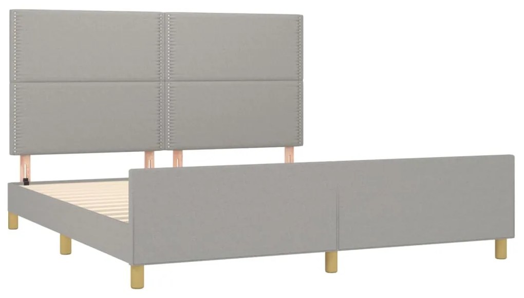 Estrutura de cama sem colchão 160x200 cm tecido cinzento-claro