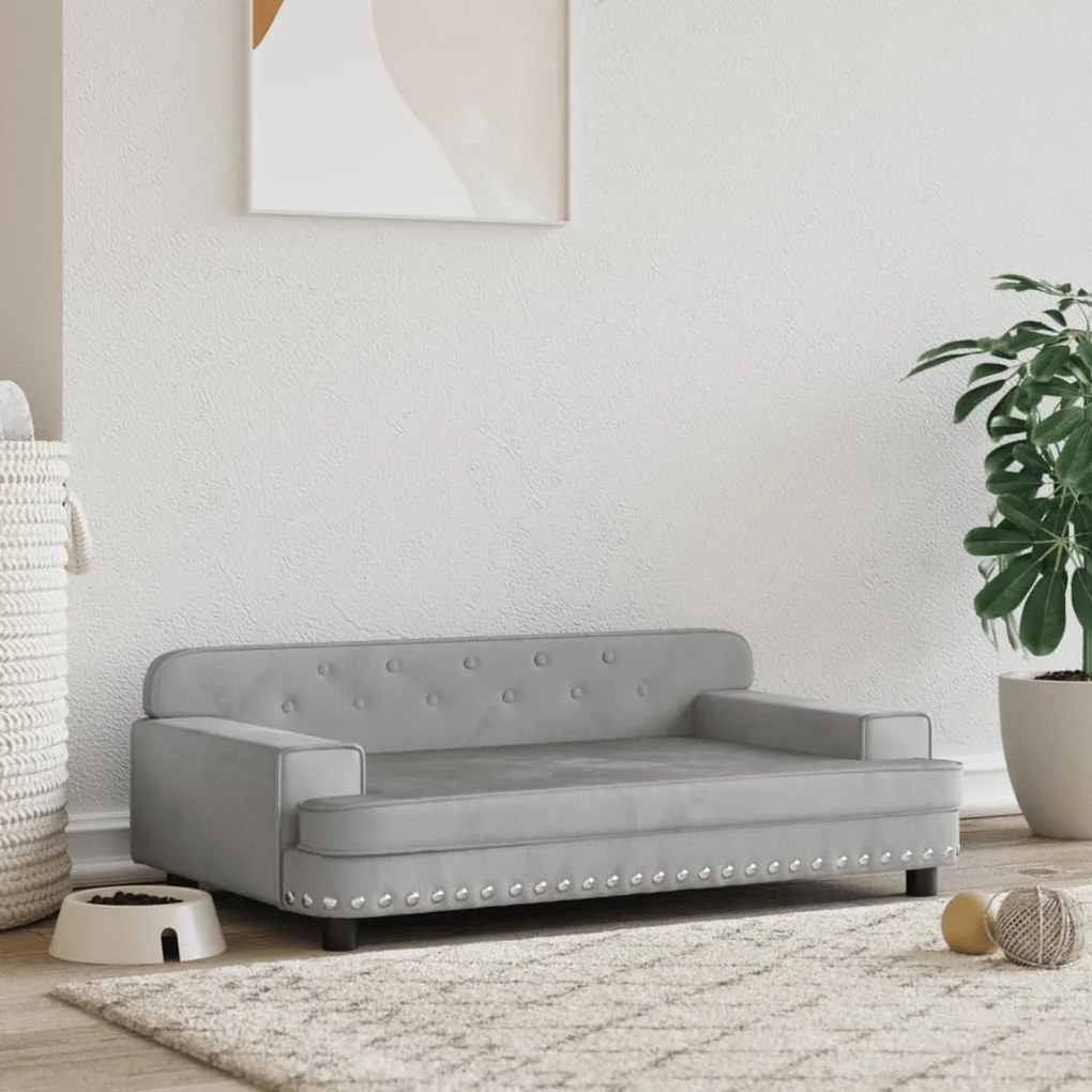 vidaXL Cama para cães 90x53x30 cm veludo cinzento-claro