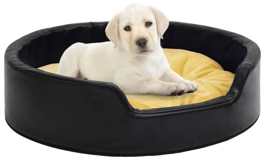 vidaXL Ninho p/ cães 99x89x21 cm pelúcia/couro artif. preto e amarelo