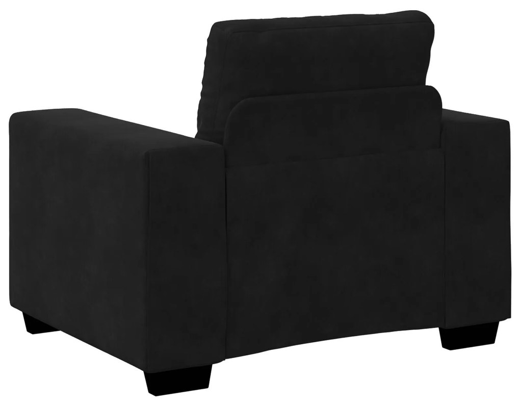 Conjunto de Sofá de 3 Peças com Almofadas em Veludo Preto
