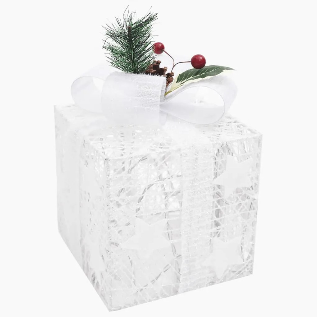 Caixas de presente de Natal decorativas 3 pcs int/ext. branco