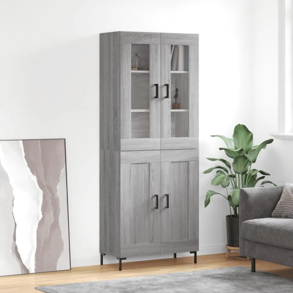 vidaXL Armário alto 69,5x34x180 cm derivados de madeira sonoma cinza