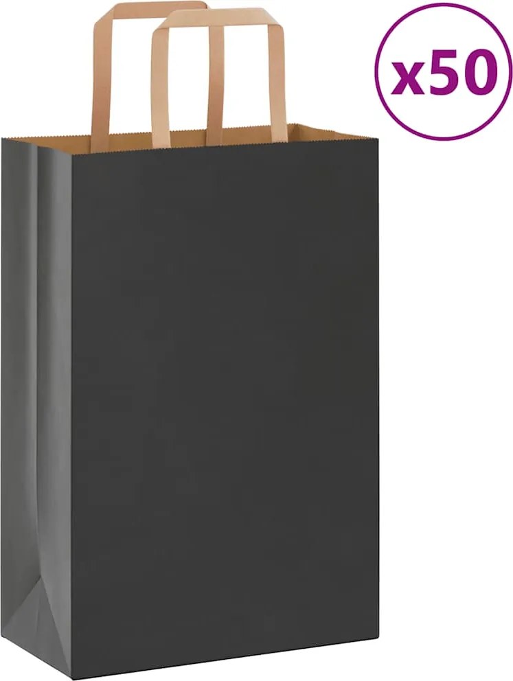 vidaXL Sacos de papel 50 unid com alças branco 21x11x31 cm