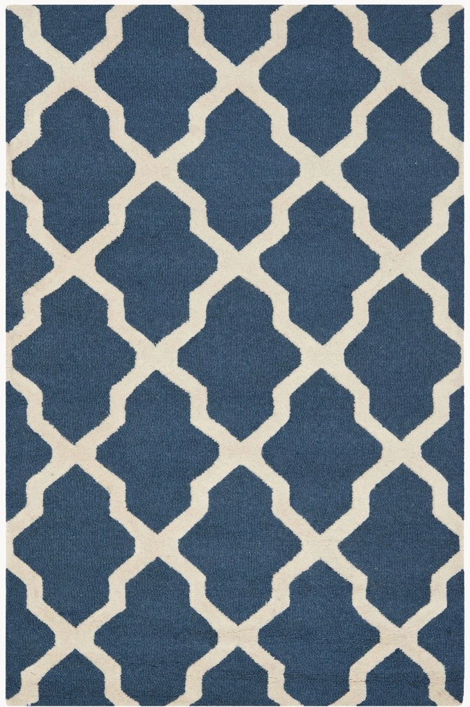 Tapete de lã artesanal de pelo curto Ava