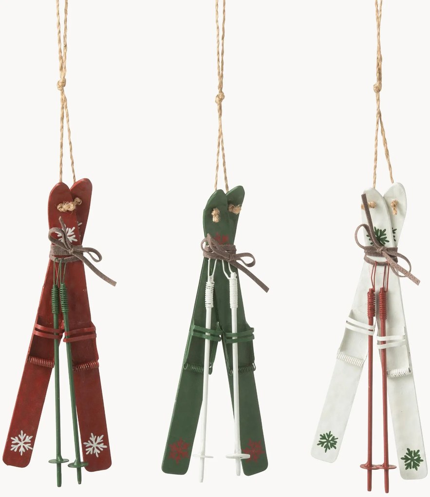 Ornamentos de Natal Skis, conjunto de 3