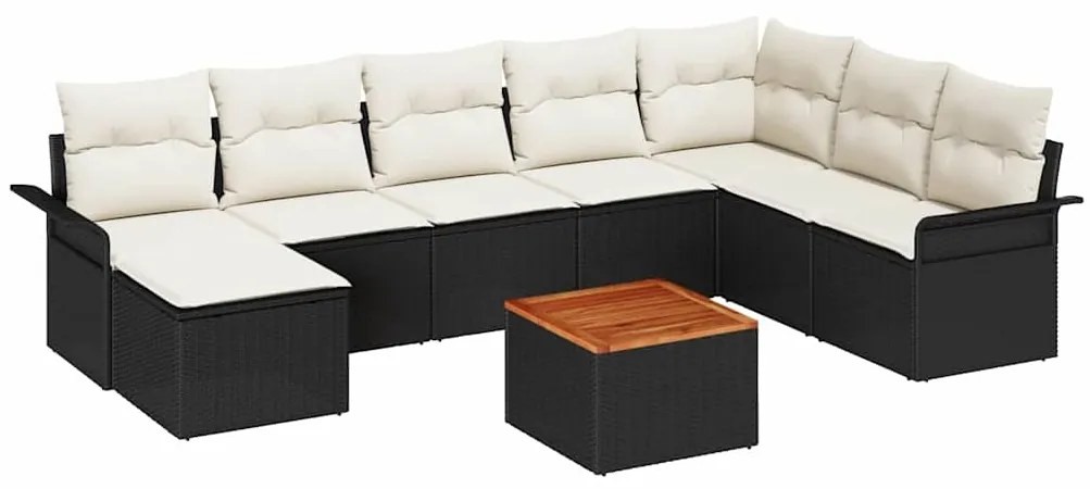 Conjunto de Sofá de Jardim de 9 peças com almofadas. , preto, rattan,
