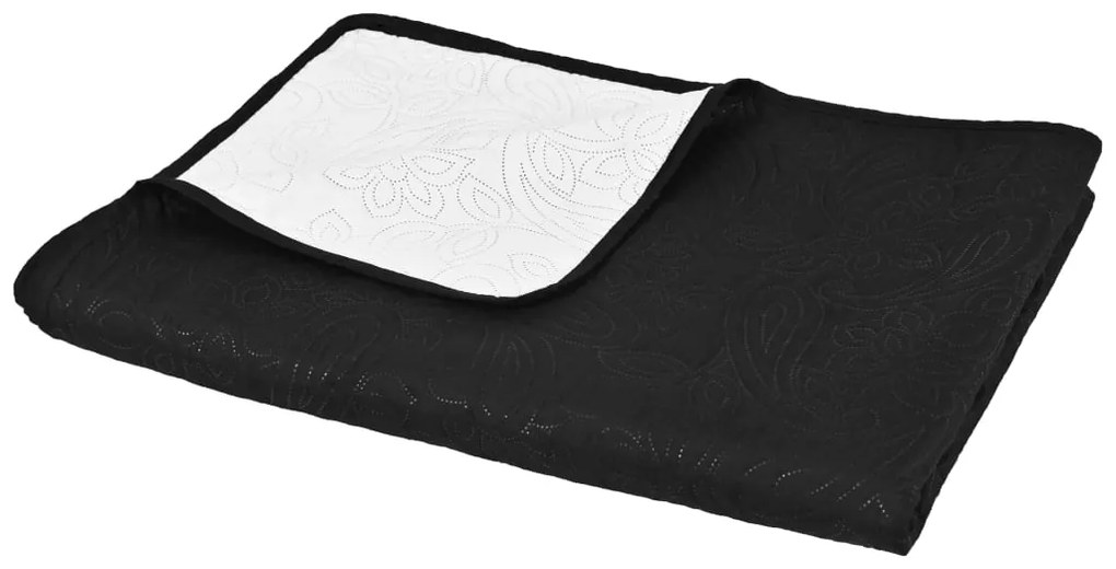 Colcha de dupla face acolchoada 230x260 cm preto e branco