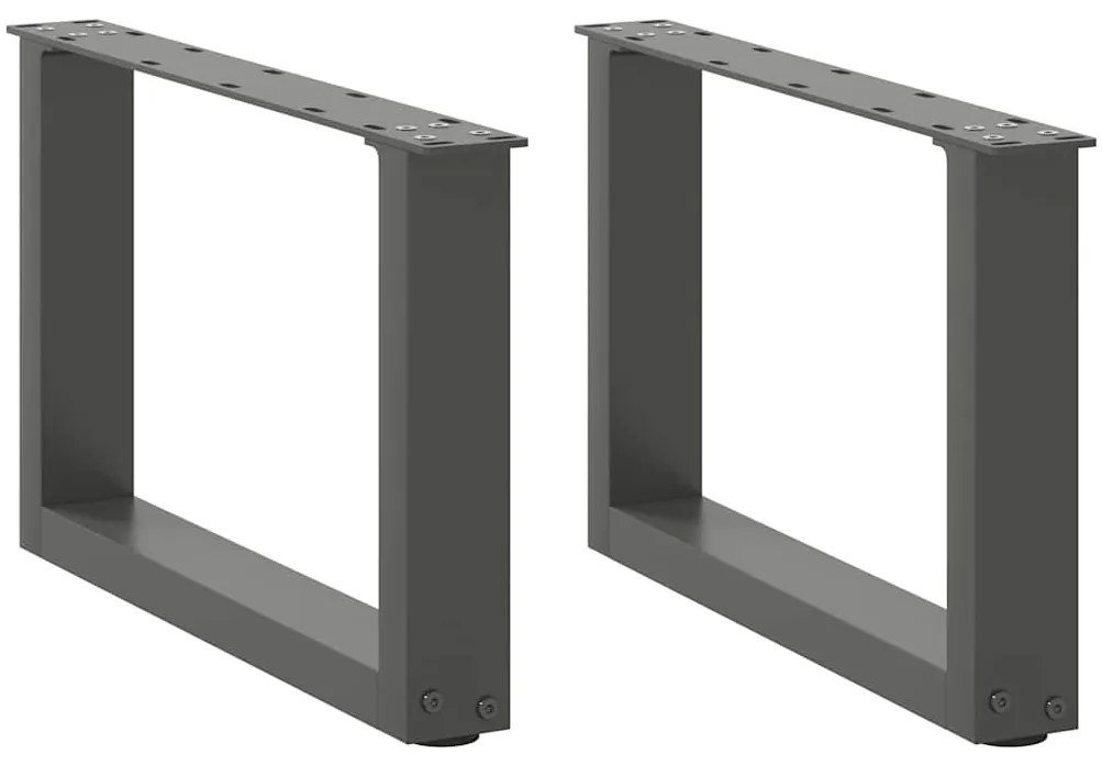 vidaXL Pés para mesa de centro em forma de U, 2 peças, antracite, 50x(30-31) cm, aço