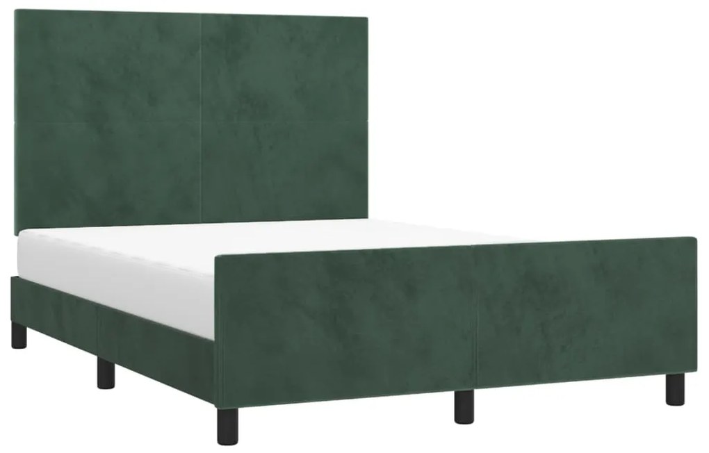 Estrutura de cama sem colchão 140x190 cm veludo verde-escuro