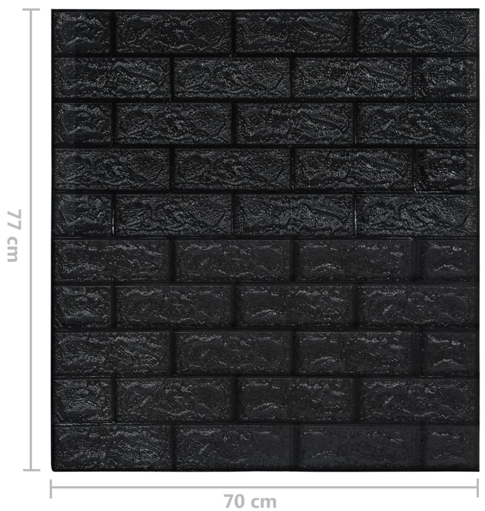 Papel de parede 3D autoadesivo tijolos 40 pcs preto
