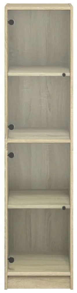 Aparador alto c/ portas de vidro 35x37x142 cm carvalho sonoma