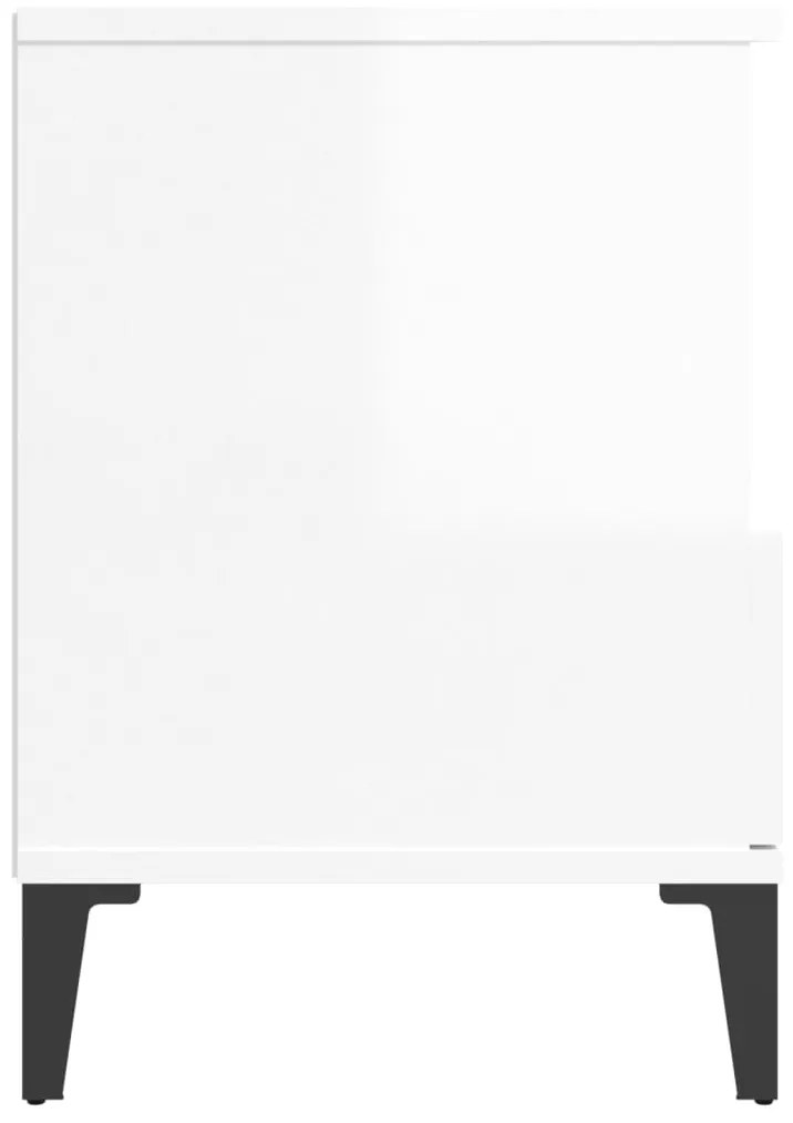 Mesa de cabeceira 40x35x50 cm branco brilhante