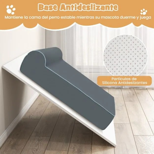 Cama ortopédica para cães grandes 100 x 81 x 31 cm com forro interno preenchido com espuma viscoelástica com grafeno com capa removível Cinza.
