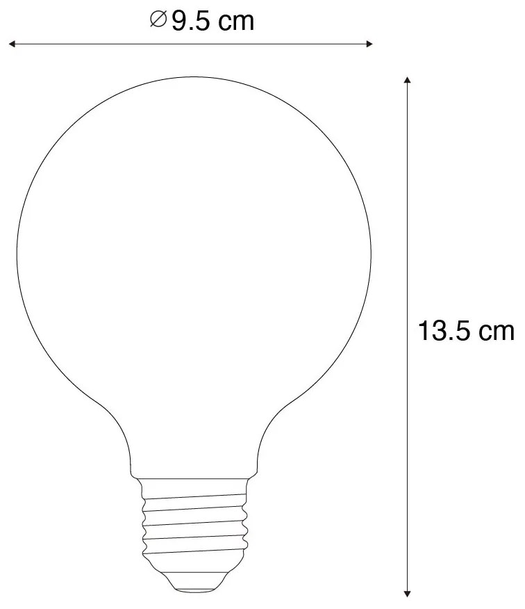 Conjunto de 5 Lâmpada LED regulável E27 opal G95 5W 450lm 2200K