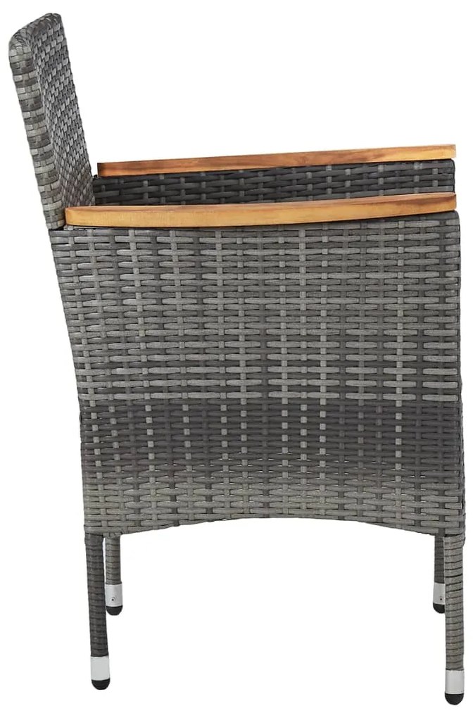 5 pcs conjunto de jantar p/ jardim vime PE e acácia cinzento