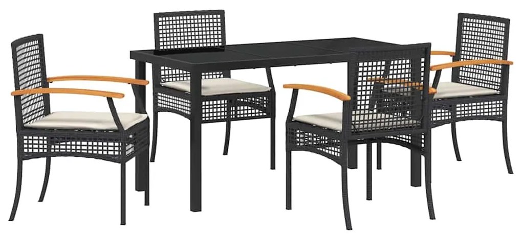 Conjunto de Jantar de Jardim com 5 Peças e Almofadas de Rattan Poliést