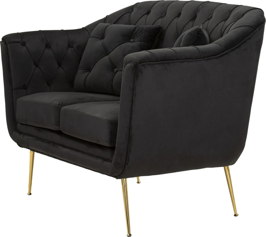 SOFÁ BUDAPEST DE 2 LUGARES COM ALMOFADAS CM 130X83X91 PRETO