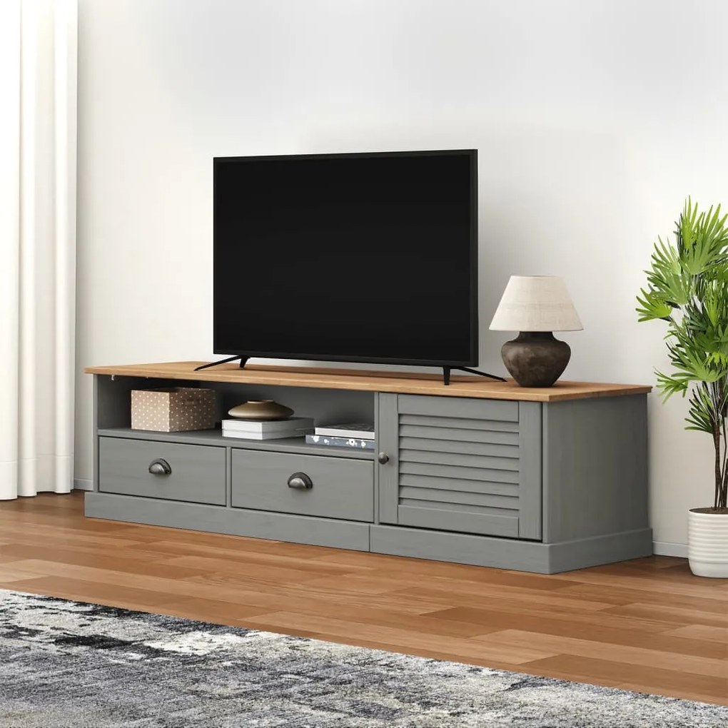 vidaXL Móvel de TV VIGO 156x40x40 cm madeira de pinho maciça cinzento