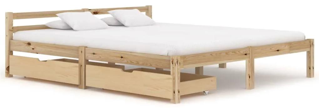 3060332 vidaXL Estrutura de cama com 2 gavetas 180x200 cm pinho maciço