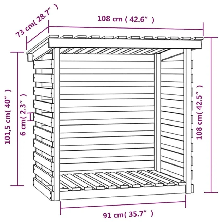 Suporte para lenha 108x73x108 cm pinho maciço branco