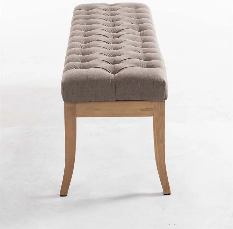 Banco Ramses em tecido com estrutura em antigo claro 46 x 150 x 38 cm Castanho acinzentado