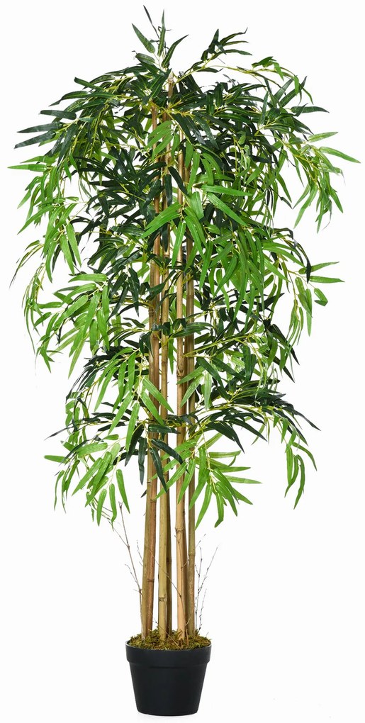 Bambu Artificial 150cm com Vaso Decorativo Planta Sintética Realística Ø18x150 cm Verde