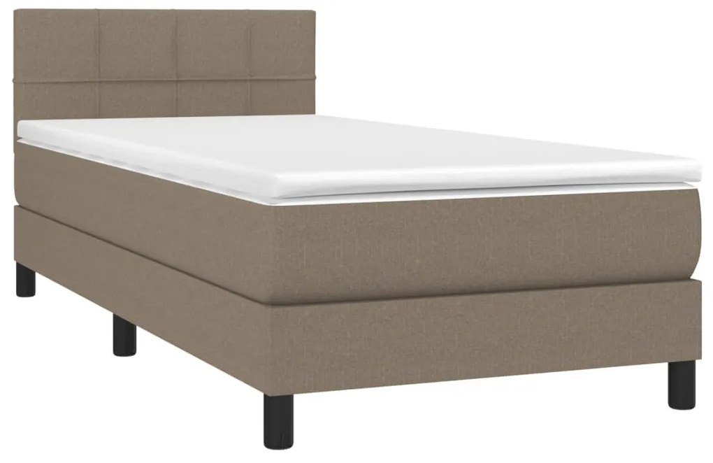 Cama box spring + colchão/LED 80x200cm tecido cinza-acastanhado