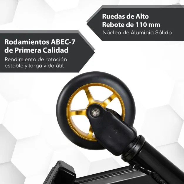 Trotinete de acrobacias para crianças com mais de 10 anos Trotinete profissional com 2 rodas e plataforma de alumínio Carga 100kg Preta
