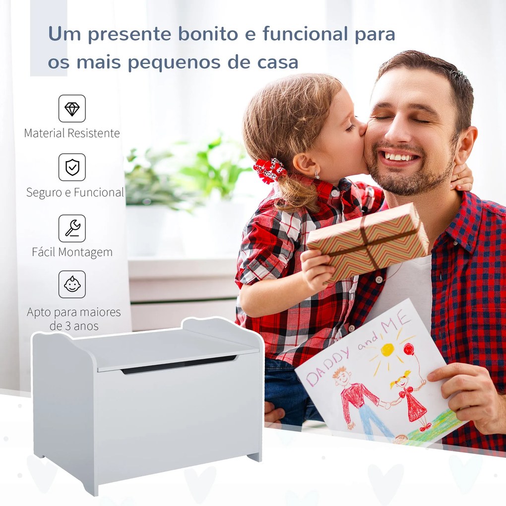 Caixa de Armazenamento de Madeira para Brinquedos Baú Organizador para