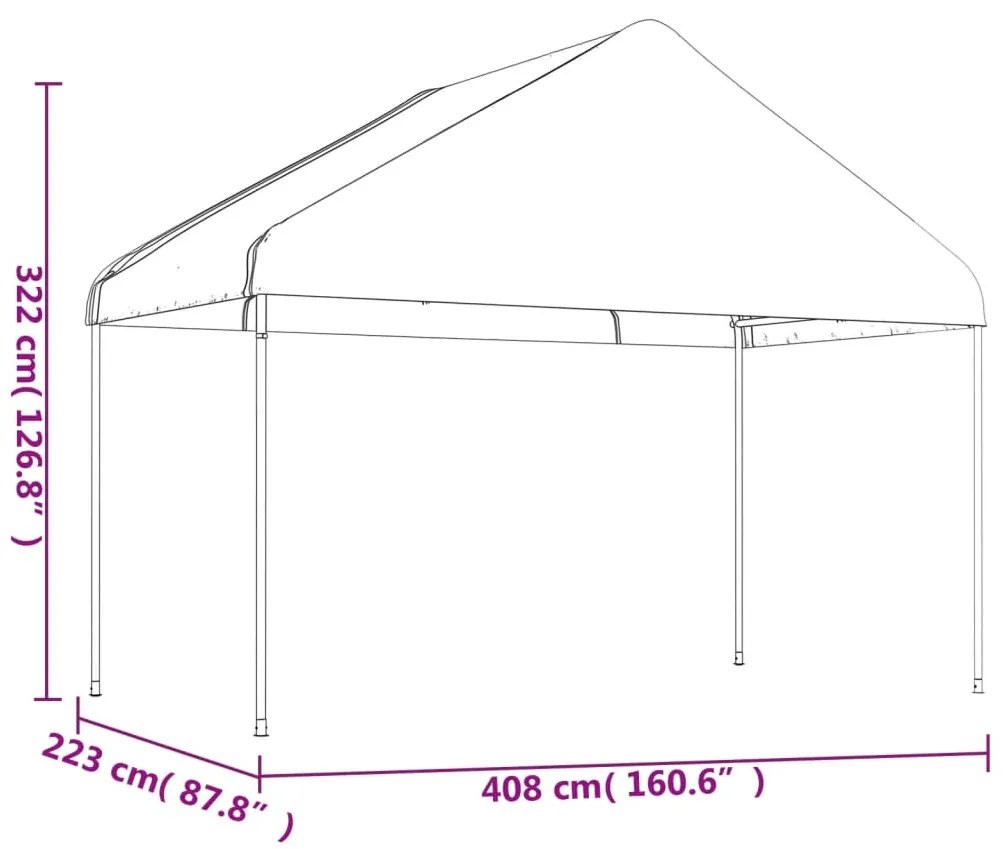 Gazebo com telhado 8,92x4,08x3,22 m polietileno branco