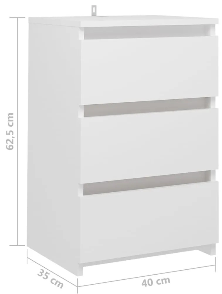 Mesa de cabeceira 40x35x62,5 cm contraplacado branco