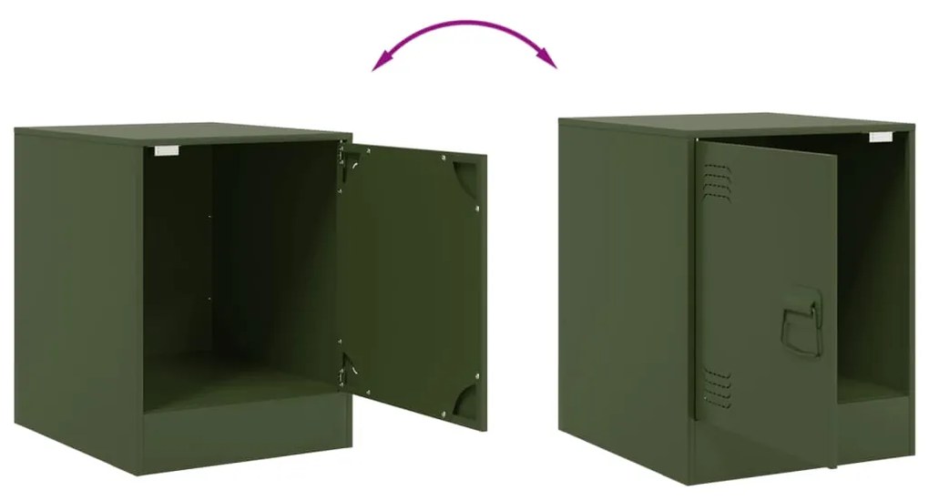 Mesas de cabeceira 2 pcs 34,5x39x44 cm aço verde azeitona