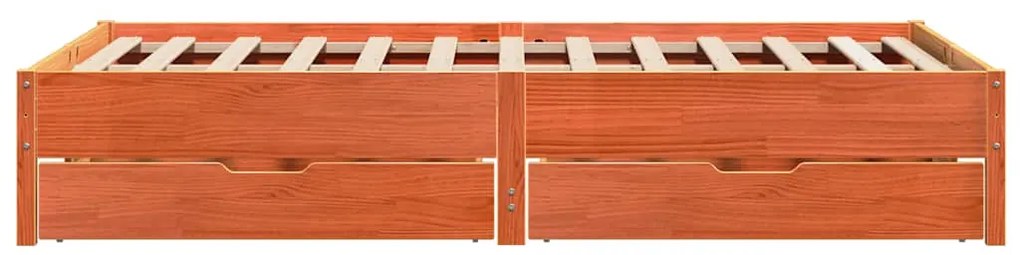 Cama sem colchão 140x190 cm pinho maciço castanho-mel