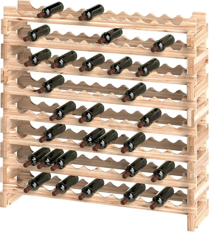 Garrafeira, Suporte para Garrafas de Vinho 114x28x113,5 cm para 96 Garrafas com 8 Níveis Suporte para Vinhos Vertical Madeira