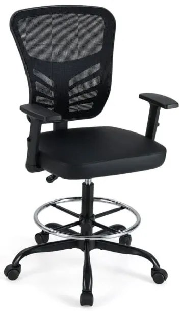 Cadeira de escritório ergonômica de malha com encosto ajustável - preta